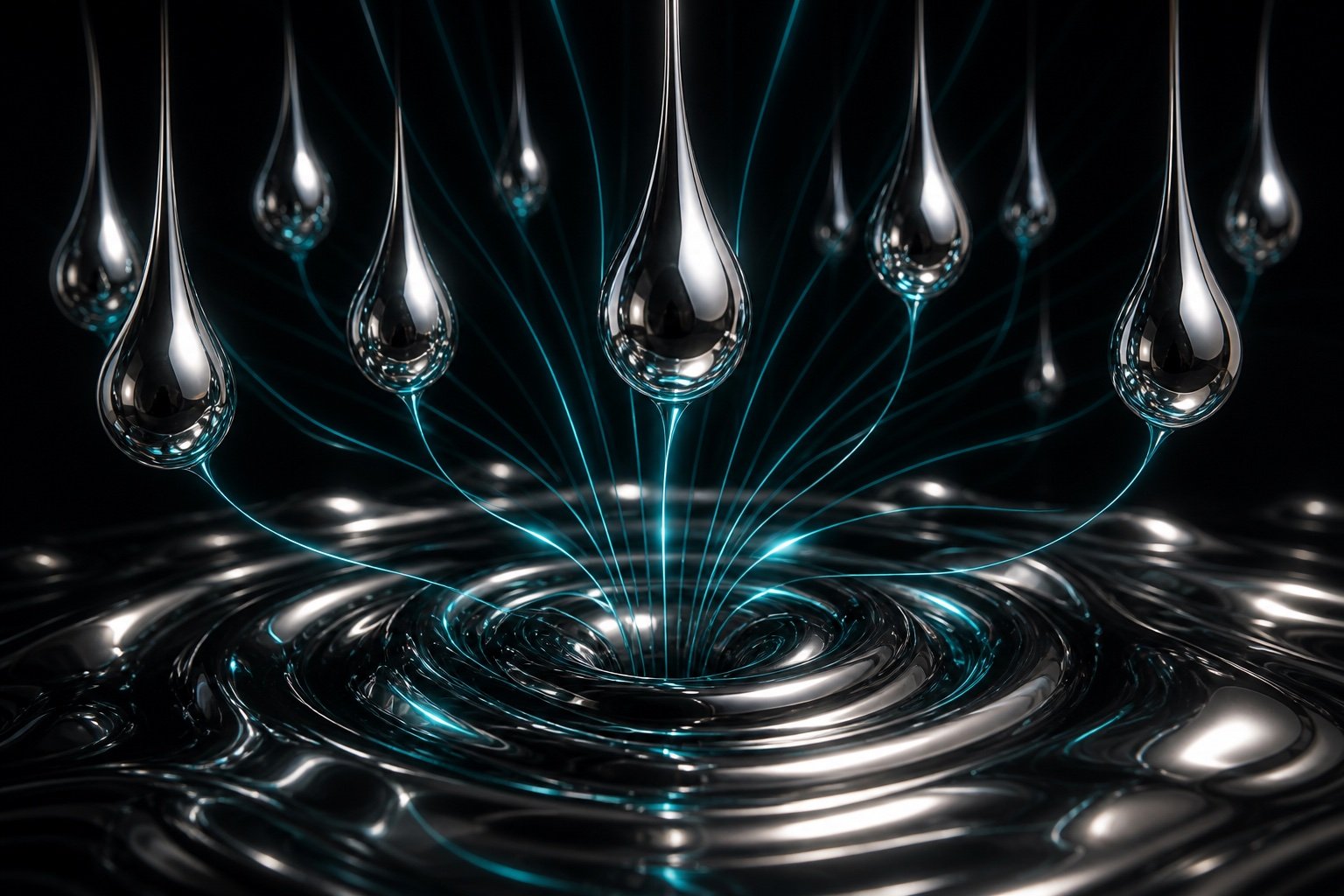 Suspended chrome droplets above liquid metal