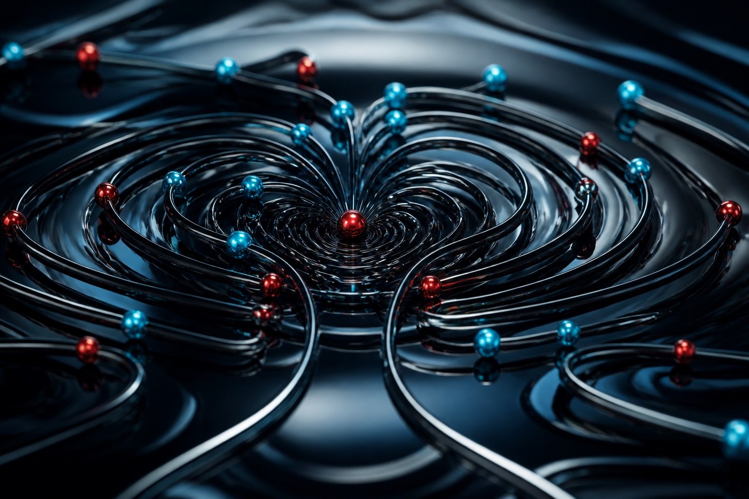 Dark magnetic pool representing platform depth